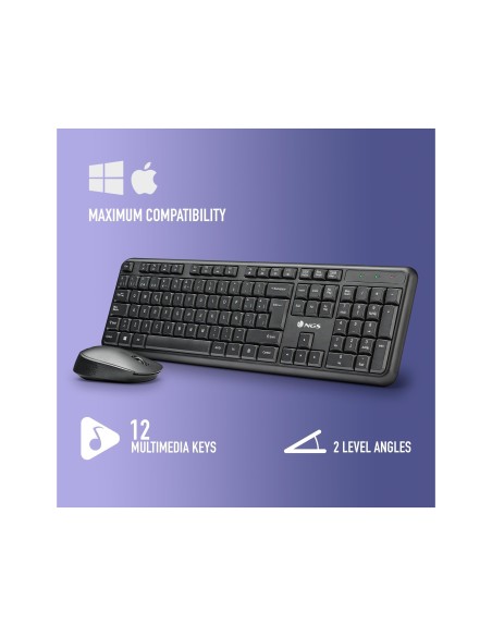 SET TECLADO RATON NGS ALLURE MULTIME INALAMBRICO USB NANO 2,4 GHZ NG.