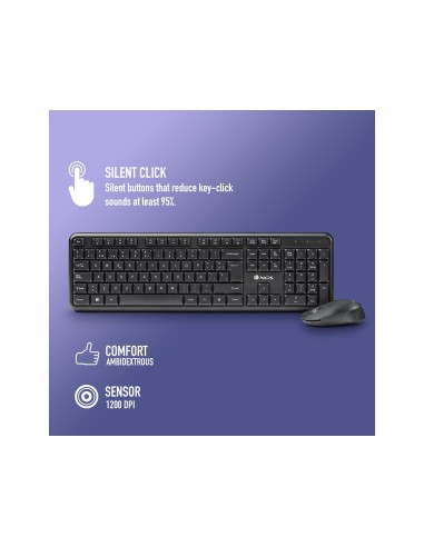 SET TECLADO RATON NGS ALLURE MULTIME INALAMBRICO USB NANO 2,4 GHZ NG.