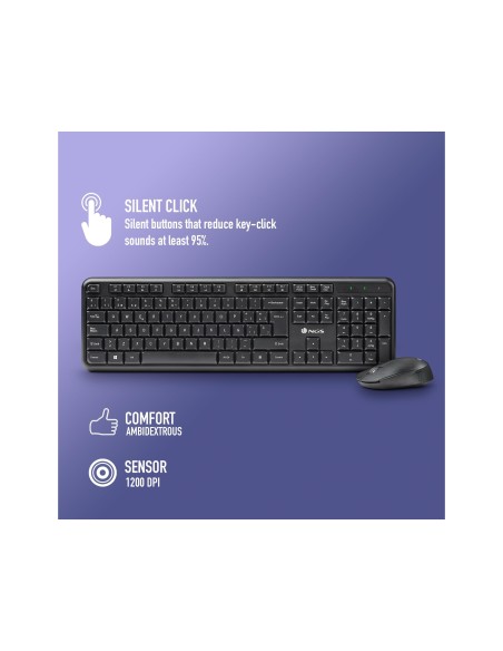 SET TECLADO RATON NGS ALLURE MULTIME INALAMBRICO USB NANO 2,4 GHZ NG.