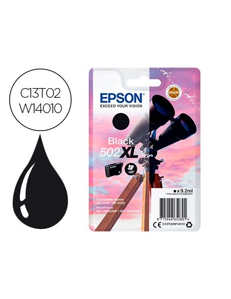 C13T02W14010 CARTUCHO EPSON XP-5100/XP-5105 502XL NG. 550 PG.