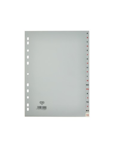 SEPARADOR ALFABETICO ELBA PLASTICO 120 MC DIN A4 11 TALADROS A-Z GRIS