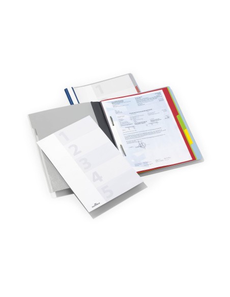 CARPETA DOSSIER FASTENER PLAST.DURACLIP A4 5 SEP.AZ. PK.DE 5 UD.