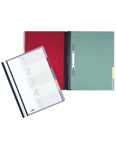 CARPETA DOSSIER FASTENER PLAST.DURACLIP A4 5 SEP.AZ. PK.DE 5 UD.