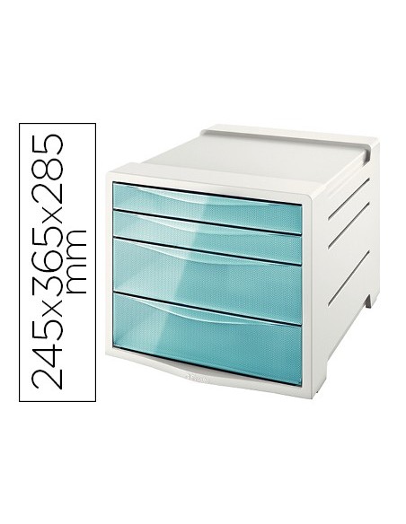 FICHERO CAJ.SOBREMESA ESSELTE ICE PLASTICO 4 CAJ.AZ.245X365X285 MM