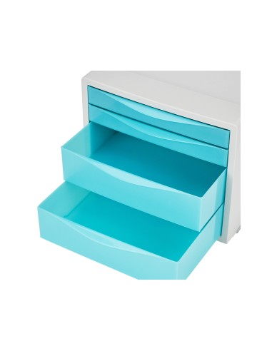 FICHERO CAJ.SOBREMESA ESSELTE ICE PLASTICO 4 CAJ.AZ.245X365X285 MM