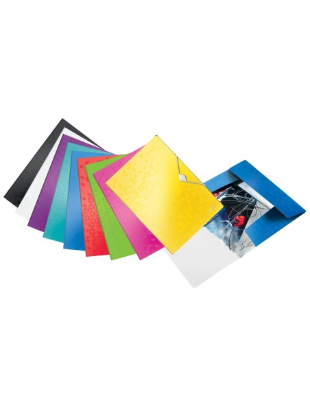 CARPETA GOMAS LEITZ WOW A4 PP 3 SOLAPAS BL.