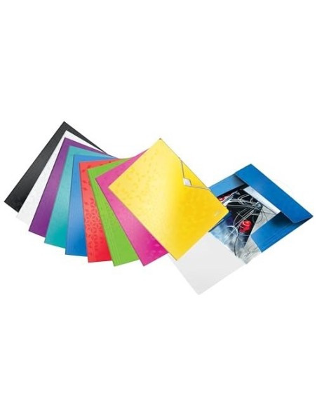CARPETA GOMAS LEITZ WOW A4 PP 3 SOLAPAS FUCSIA