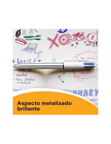 BOLIGRAFO BIC 4 SHINE RJ. PUNTA 1MM