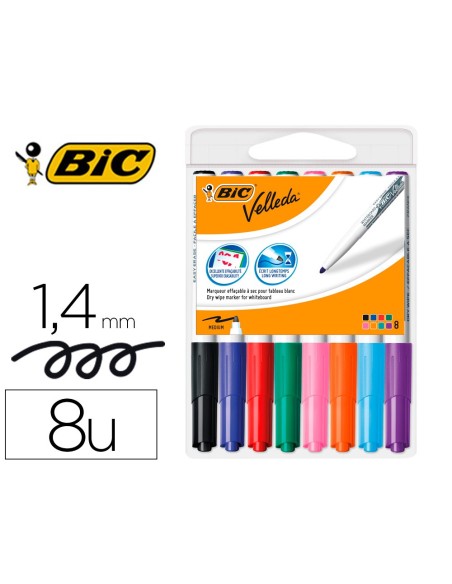 ROTULADOR BIC VELLEDA PARA PIZARRA PUNTA REDONDA 2 MM BOLSA DE 8 UNID
