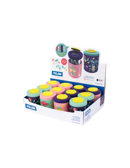 SACAPUNTAS MILAN 2 USOS DEPOSITO SUGAR EXPOSITOR 12 UD.SURTIDAS
