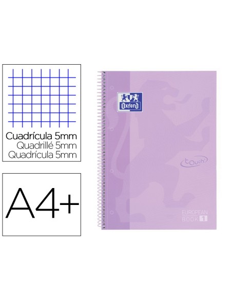 CUADERNO ESP. OXFORD SCHOOL A4+ T.EXTRA 5MM 80H. 90GR. MALVA PASTEL
