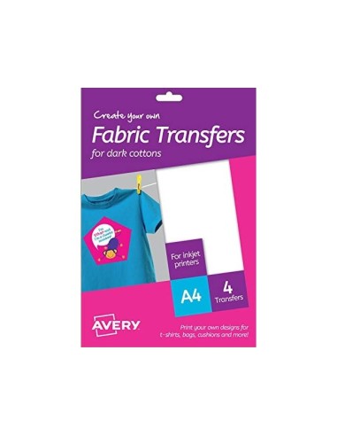 PAPEL TRANSFER AVERY CAMISETAS ALGODON OSCUROS CARTUCHO A4 PK.DE 4H.