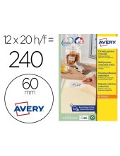 ETIQUETA ADH. AVERY BL.REDONDA REMOV.LASER TINTA 60MM