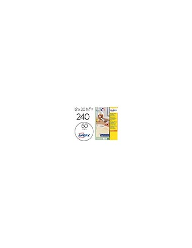 ETIQUETA ADH. AVERY BL.REDONDA REMOV.LASER TINTA 60MM
