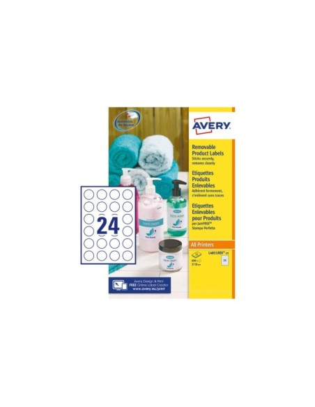 ETIQUETA ADH. AVERY BL.REDONDA REMOV.LASER TINTA 37MM