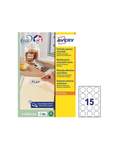 ETIQUETA ADH. AVERY BL.REDONDA REMOV.LASER TINTA 51MM