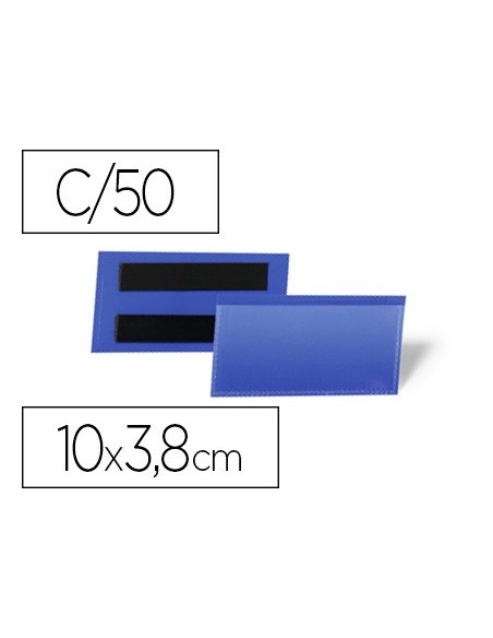 FUNDA DURABLE MAGNETICA 100X38MM.PLASTICO AZ.VENTANA TPTE.PACK 50 UD.