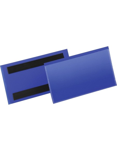 FUNDA DURABLE MAGNETICA 100X38MM.PLASTICO AZ.VENTANA TPTE.PACK 50 UD.