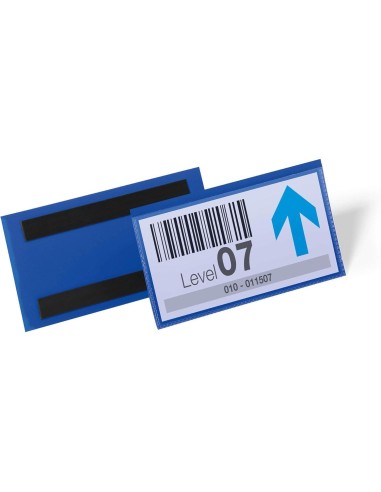 FUNDA DURABLE MAGNETICA 100X38MM.PLASTICO AZ.VENTANA TPTE.PACK 50 UD.
