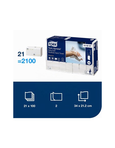 TOALLA SECAMANOS TORK EXPRESS ENGARZADA 2 CAPAS 34X21.2CM 100UDS
