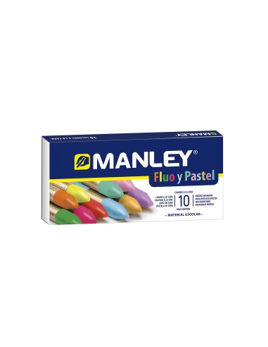 LAPICES CERA MANLEY FLUOR PASTEL CAJA 10 SURT.