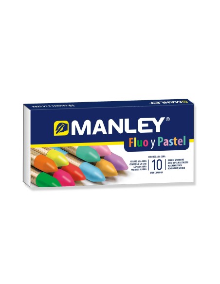 LAPICES CERA MANLEY FLUOR PASTEL CAJA 10 SURT.