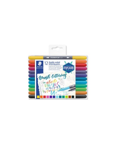 ROTULADOR STAEDTLER 3004 DOBLE PUNTA HAND LETTERING 12 UD.SURT.