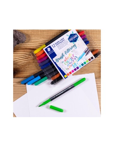 ROTULADOR STAEDTLER 3004 DOBLE PUNTA HAND LETTERING 12 UD.SURT.