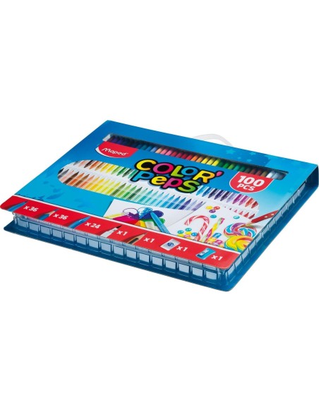 ESTUCHE PINTURA MAPED PEPS KIT 100 PIEZAS SURTIDAS