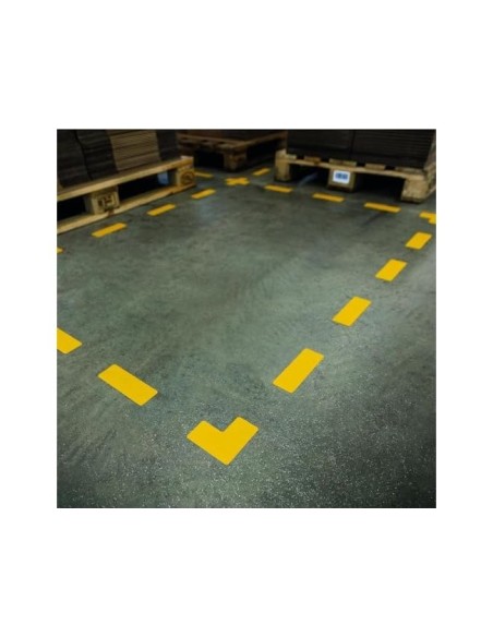 SIMBOLO ADHESIVO PVC LINEA DELIMITACION SUELO AM. 150X50X0,7MM.10UD.