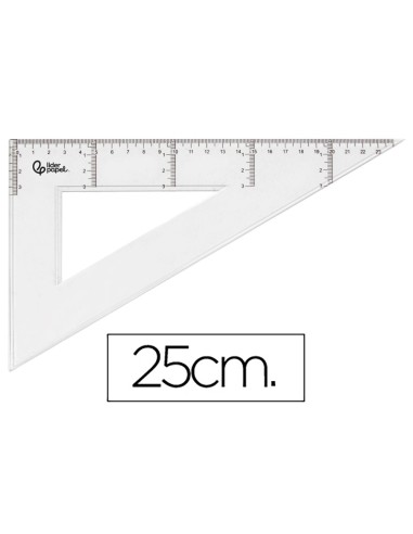 ESCUADRA 25 CM PLASTICO CRISTAL