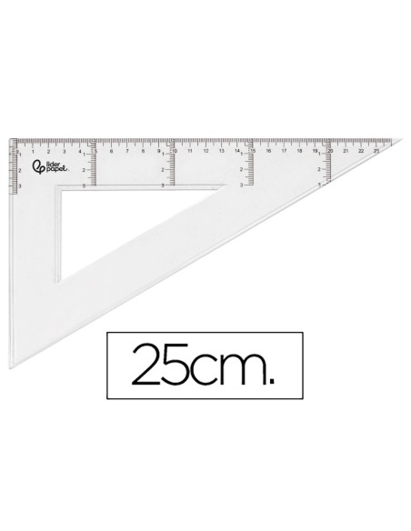 ESCUADRA 25 CM PLASTICO CRISTAL