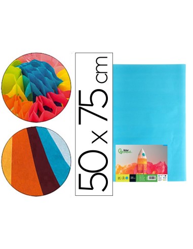 PAPEL SEDA CELESTE 52X76 CM 18 GR PAQUETE 25 H.