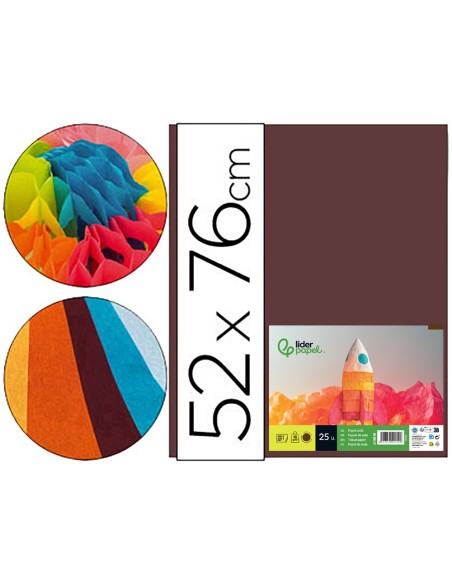 PAPEL SEDA MARRON 52X76 CM 18 GR PAQUETE 25 H.