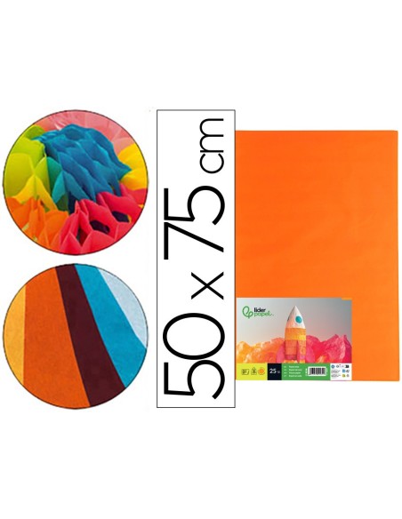 PAPEL SEDA NARANJA 52X76 CM 18 GR PAQUETE 25 H.