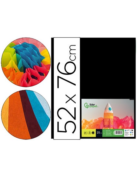 PAPEL SEDA NEGRO 52X76 CM 18 GR PAQUETE 25 H.