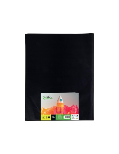 PAPEL SEDA NEGRO 52X76 CM 18 GR PAQUETE 25 H.