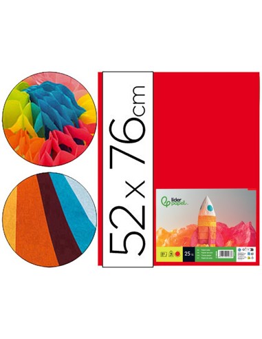 PAPEL SEDA ROJO 52X76 CM 18 GR PAQUETE 25 H.
