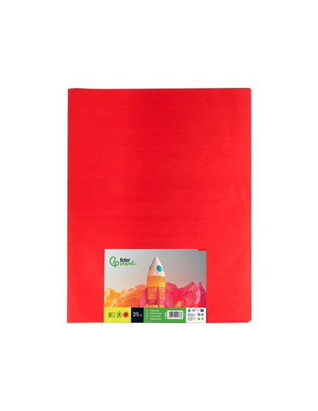 PAPEL SEDA ROJO 52X76 CM 18 GR PAQUETE 25 H.