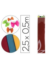 PAPEL CRESPON 0.50 X 2.50 MT ROJO ENCELOFANADO