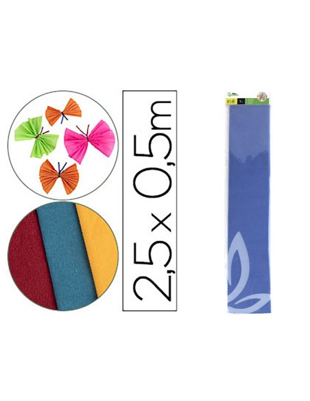 PAPEL CRESPON 0.50 X 2.50 MT AZUL ENCELOFANADO