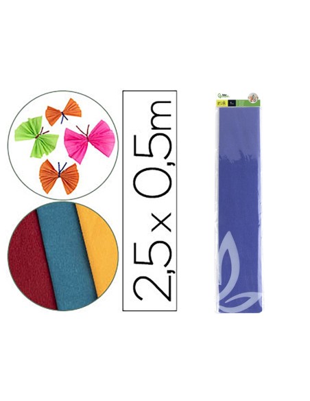 PAPEL CRESPON 0.50 X 2.50 MT AZUL FUERTE ENCELOFANADO