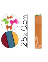 PAPEL CRESPON 0.50 X 2.50 MT NARANJA CLARO ENCELOFANADO