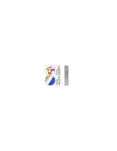PAPEL CRESPON 0.50 X 2.50 MT METALIZADO PLATA ENCELOFANADO