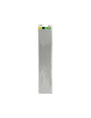 PAPEL CRESPON 0.50 X 2.50 MT METALIZADO PLATA ENCELOFANADO
