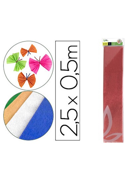 PAPEL CRESPON 0.50 X 2.50 MT METALIZADO ROJO ENCELOFANADO