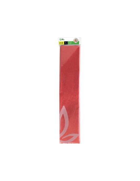 PAPEL CRESPON 0.50 X 2.50 MT METALIZADO ROJO ENCELOFANADO