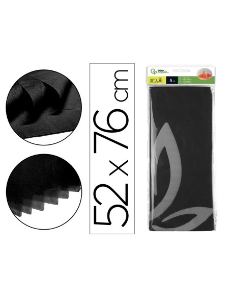 PAPEL SEDA 52X76 CMNEGRO BOLSA 5 H.