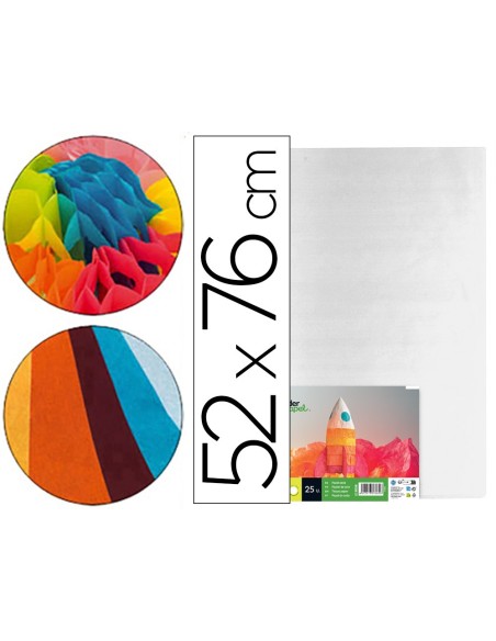 PAPEL SEDA BLANCO 52X76 CM 18 GR PAQUETE 25 H.