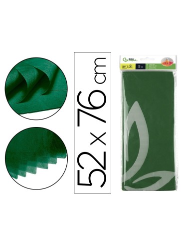 PAPEL SEDA LIDERPAPEL VERDE OSCURO 52X76CM 18 GR/M2 BOLSA DE 5 HOJAS